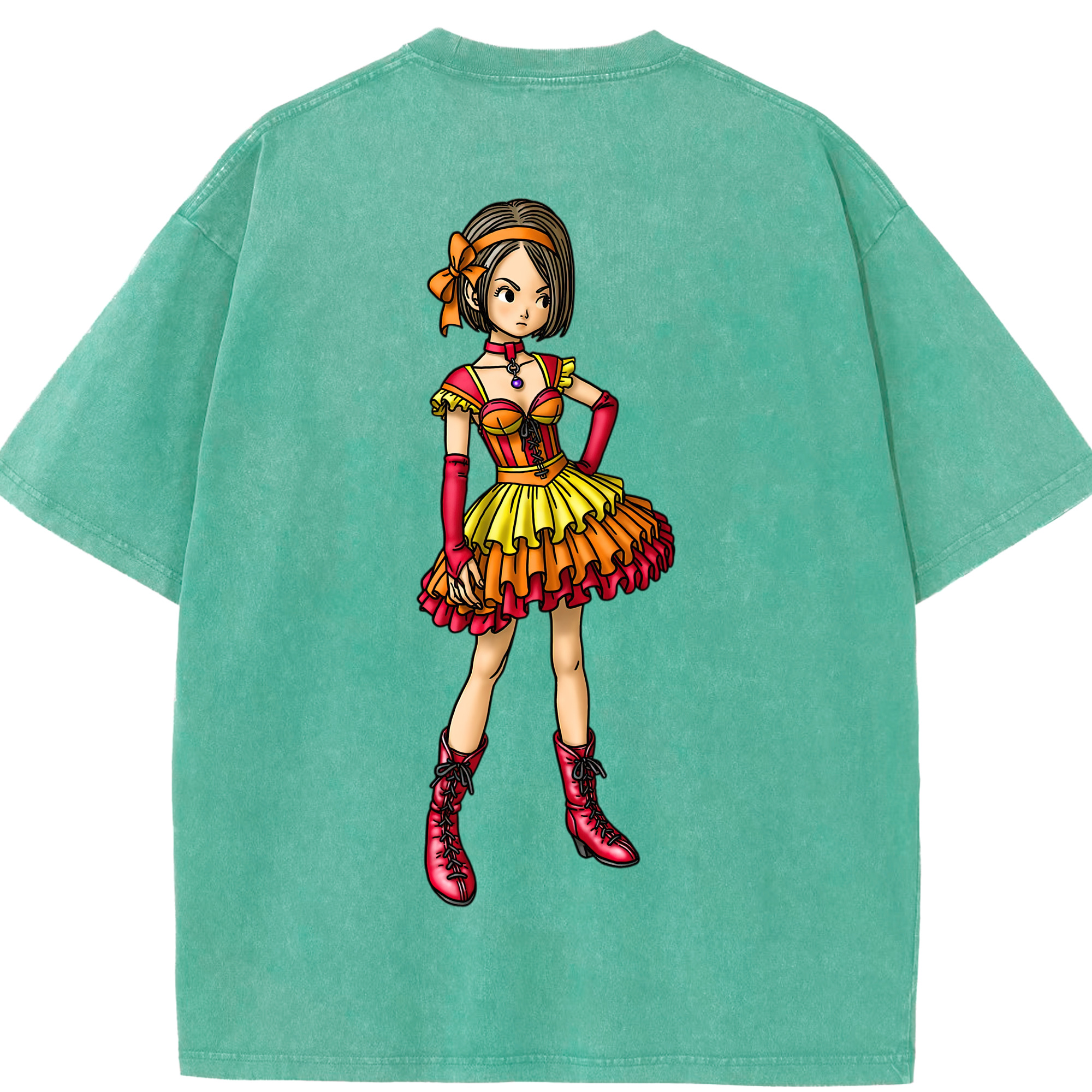 （画像用） ドラゴンクエスト Doragon Kuesuto Dragon Quest 綿100% ヴィンテージ風 半袖Tシャツ（背面プリント）